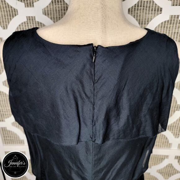 Talbots Navy Blue Layered Tiered Ruffle Sleeveless Cotton Dress Size 10 - Picture 6 of 9